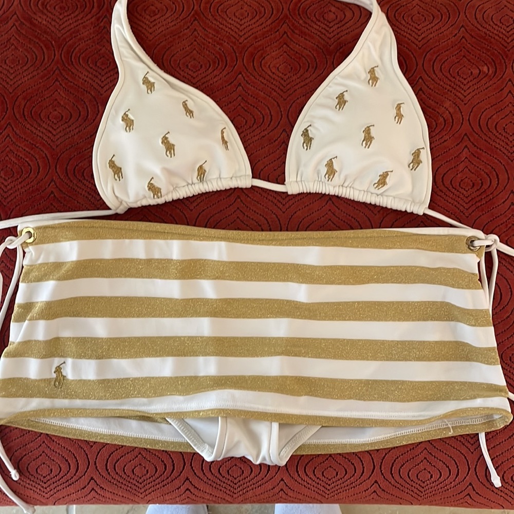 Polo by Ralph Lauren White and Gold Bikini
